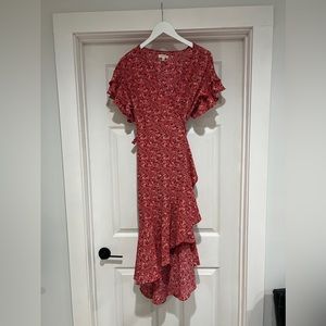Max Studio Red Floral Wrap Dress - size S